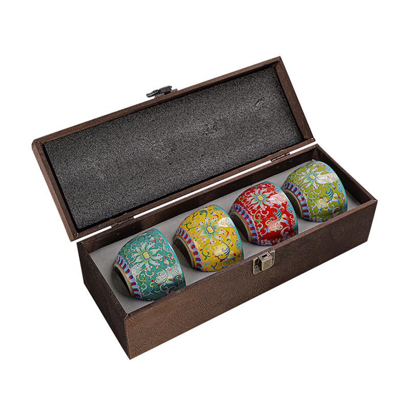 Chaxun Enamel Lotus Silver Plated Ceramic Tea Cup Gift Set