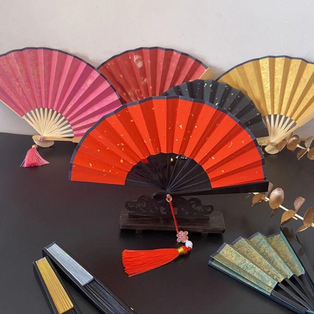 Mini Hanfu Fan Gilded Rice Paper Paper Fans Party Decor Ornaments Folding Fan Children