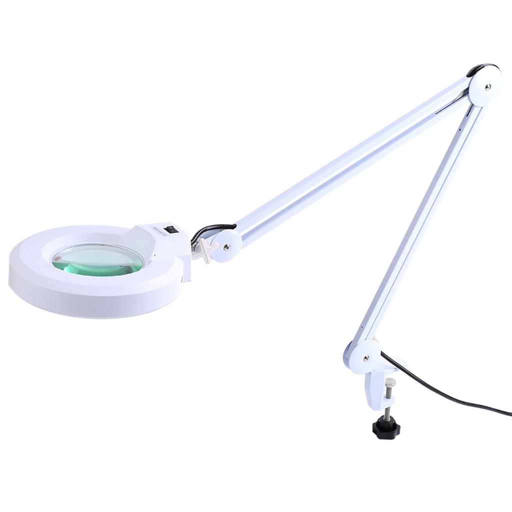 Hand‑free White Magnifying Glass With Light Magnifier Desk Lamp With Clamp And Base Holder