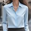 Женская мода, повседневные весенне-осенние однотонные рубашки-поло с длинным рукавом и принтом, блузки и рубашки