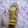 Natural Cypress Lotus Guanyin Small Statue Chinese Buddha Statues Home Room Office Car Feng Shui Figure Statue Log Color4.71 In