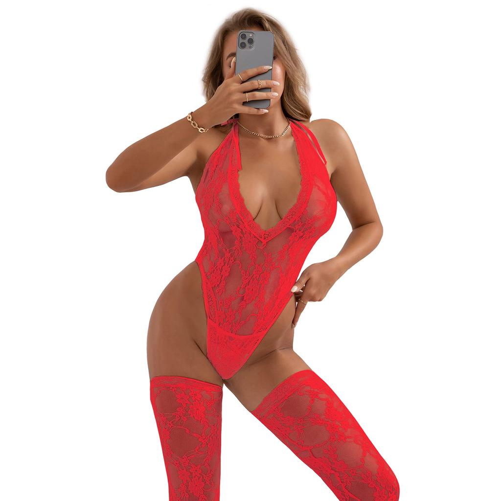 High Elasticity Bodysuit Teddy Lingerie Set Full Body Lace Body Stocking Sexy Leotard Fishnet Tights Large Size Stockings Attractive Underwear