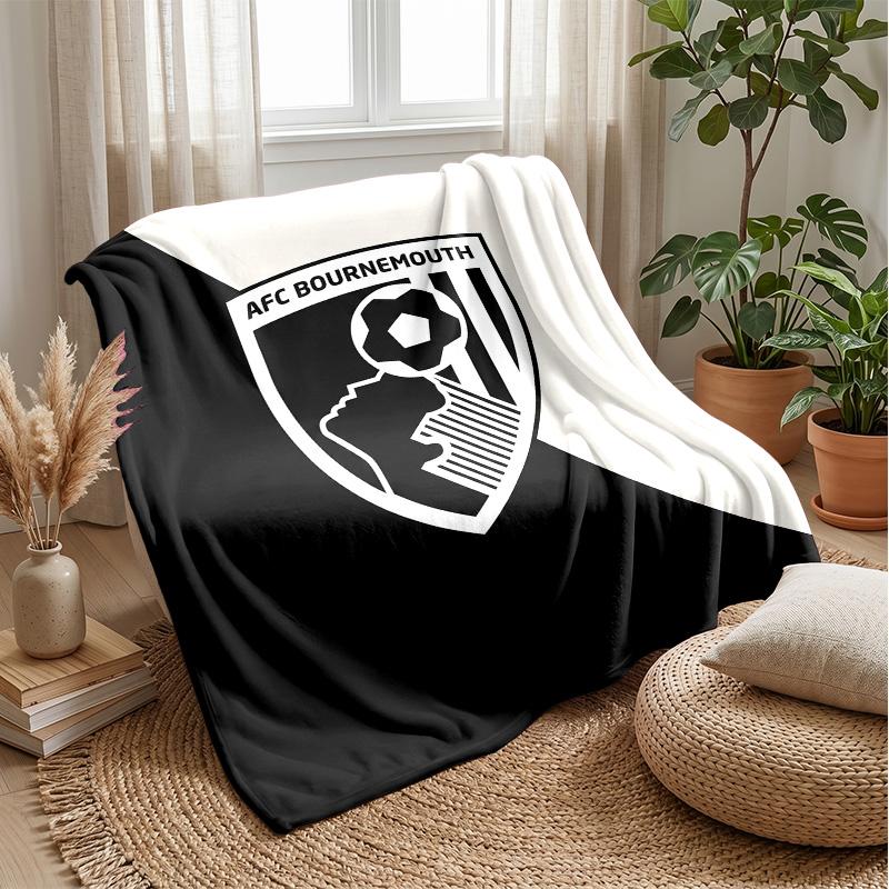 Bournemouth Football Print Flannel Blanket, Soft Warm Lightweight Throw Blanket for Sofa Bed Camping
