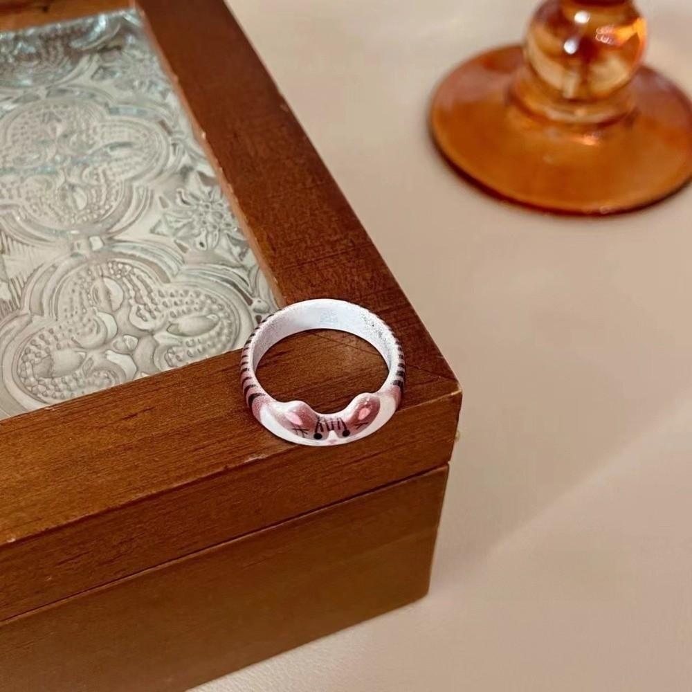 Unique Design Cartoon Ragdoll Cat Ring Creative Design Finger Ring Gift Resin Ring  Teenager