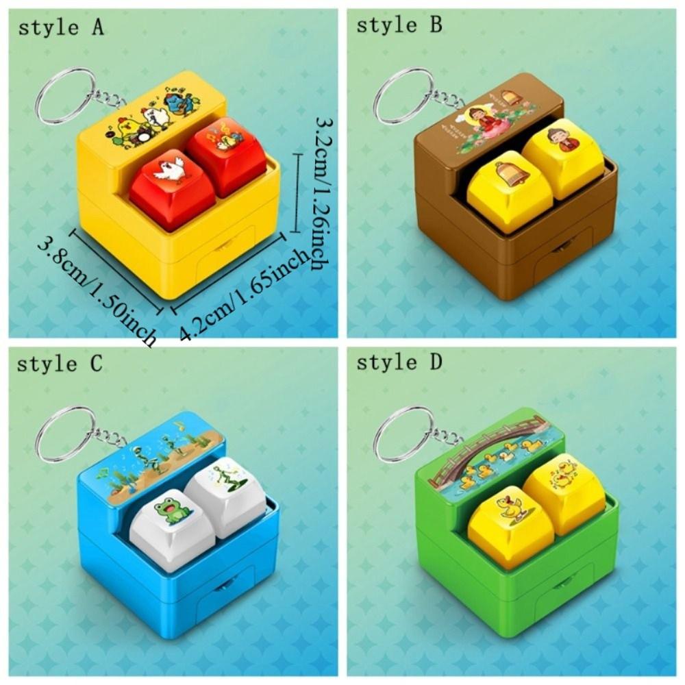 Fingertip Button Keyboard Games Keychain with LED Light Cartoon Voice-Activated Keychain Plastic Portable Interactive Keychain