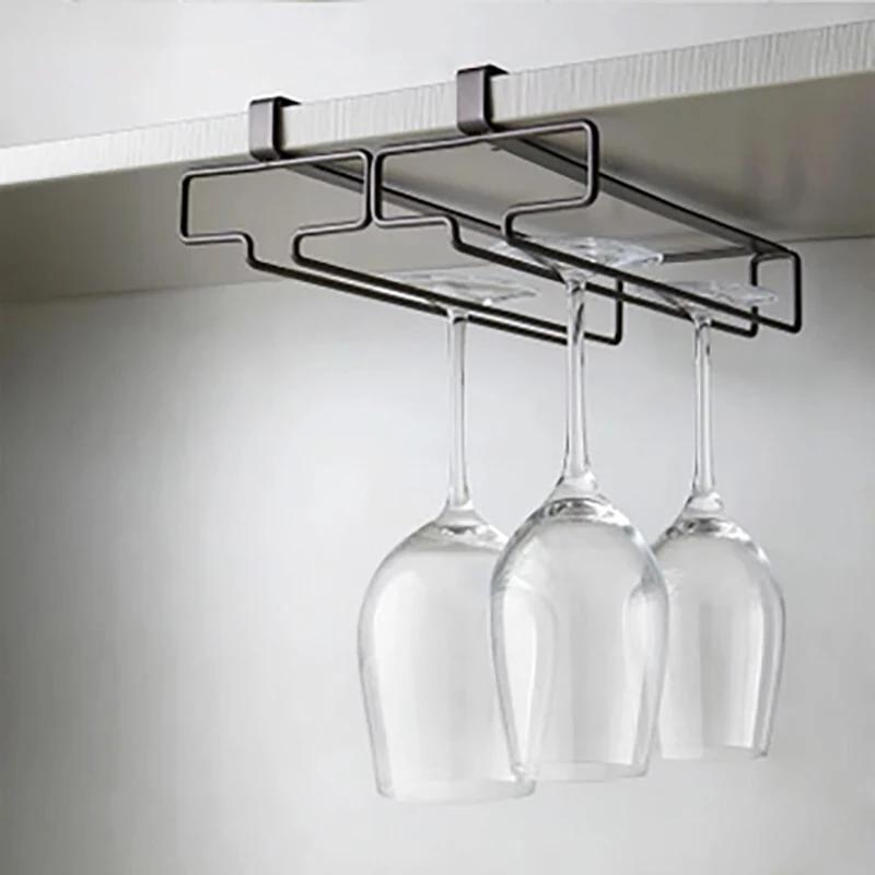 Wine Glasses Holder BartenderStemware Hanging Racks Under Cabinet Stemwares Organizer Glass Goblet Iron Rack Bar Kitchen Tools