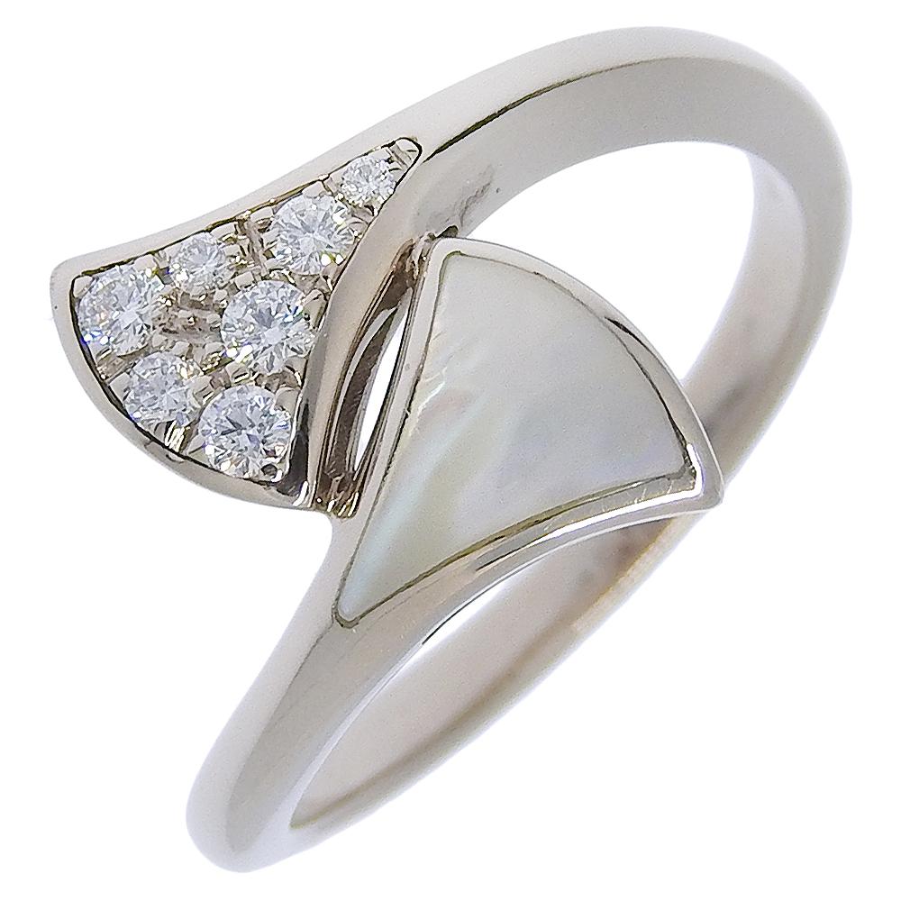 Bvlgari Tiva Dream Ring K18 White gold/diamond/Mother of Pearl #4.9(US Size) 2.9g Women Used
