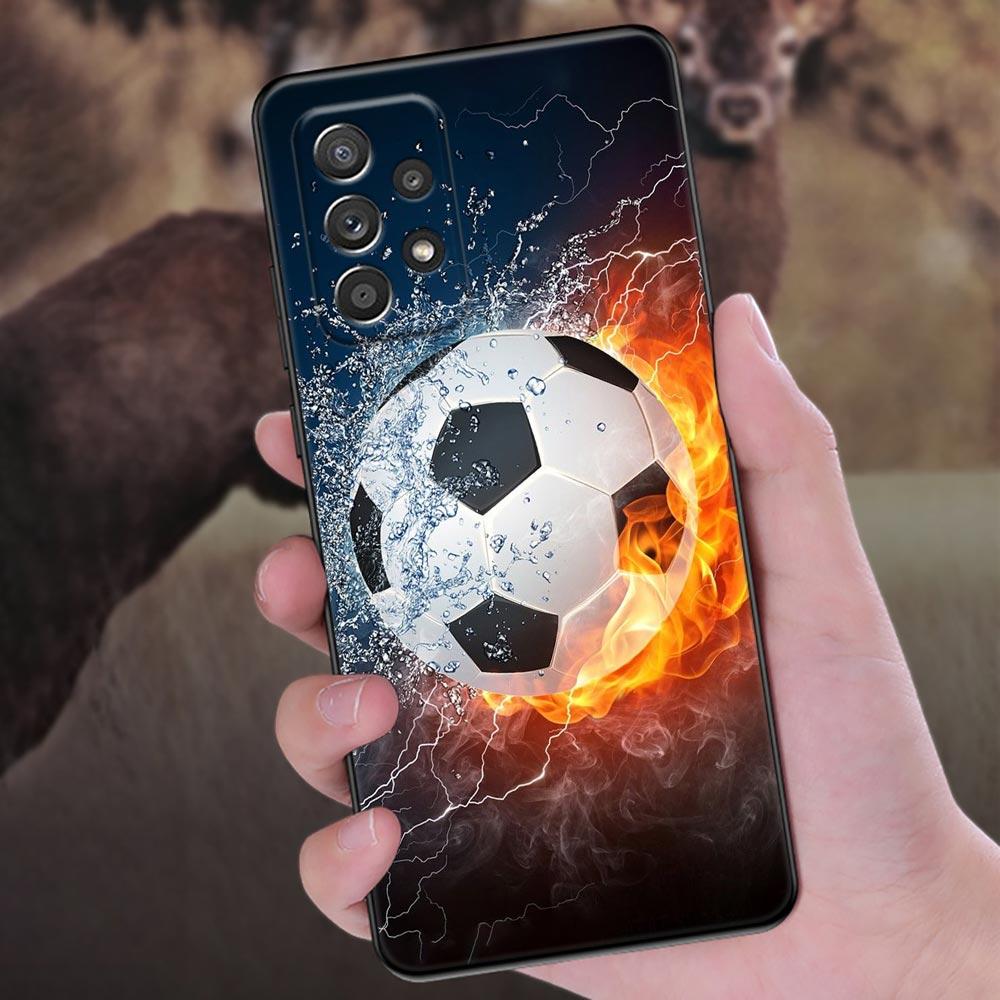 Чехол для телефона Огненный Футбольный Мяч для Samsung Galaxy A57 A56 A37 A55 A36 5G A26 A54 A52 A35 A34 A25 A17 A16 A15 A07 A06