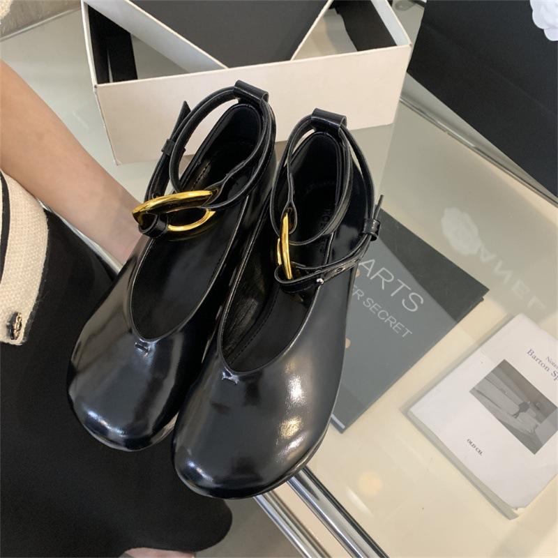 Французские ретро золотые маленькие кожаные туфли женские с пряжкой на щиколотке с шапочкой туфли весенние и летние туфли Мэри Джейн одинарные