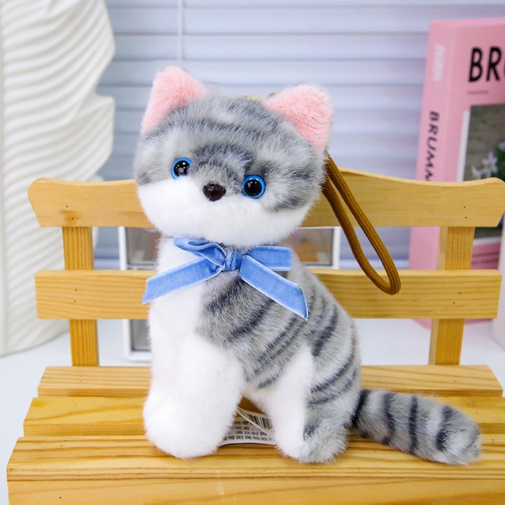 Fluffy Small Cat Plush Keychain Lifelike Simulated Cat Plush Doll Cat Plush Bag Pendant Friend