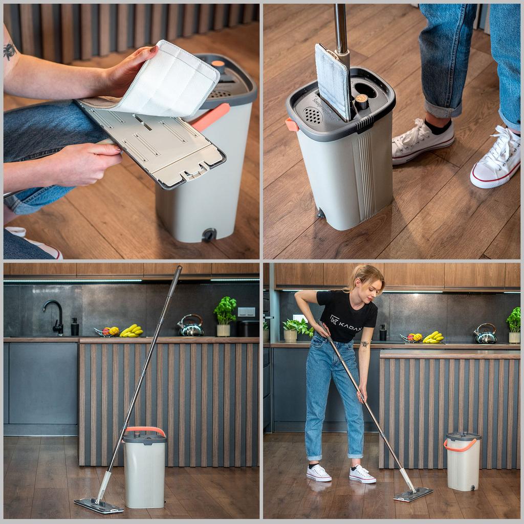 KADAX Плоская швабра с разделением чистой и грязной воды.