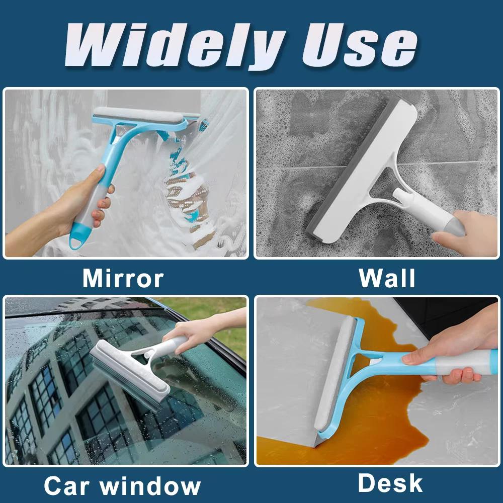 3-in-1 Shower Scraper Cleaner Car glass cleaning mirror with watering can Squeegee Cleaning Brush Automotive Rubber Brush