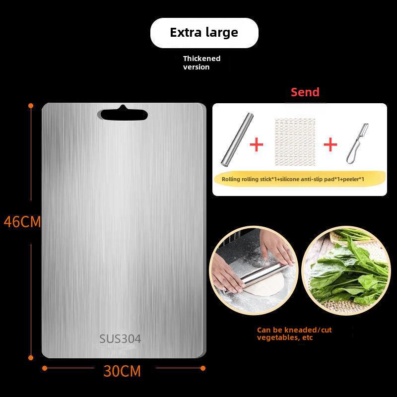Разделочная доска из антибактериальной нержавеющей стали 316: Немецкая утолщенная, устойчивая к плесени, большая бытовая рулонная панель