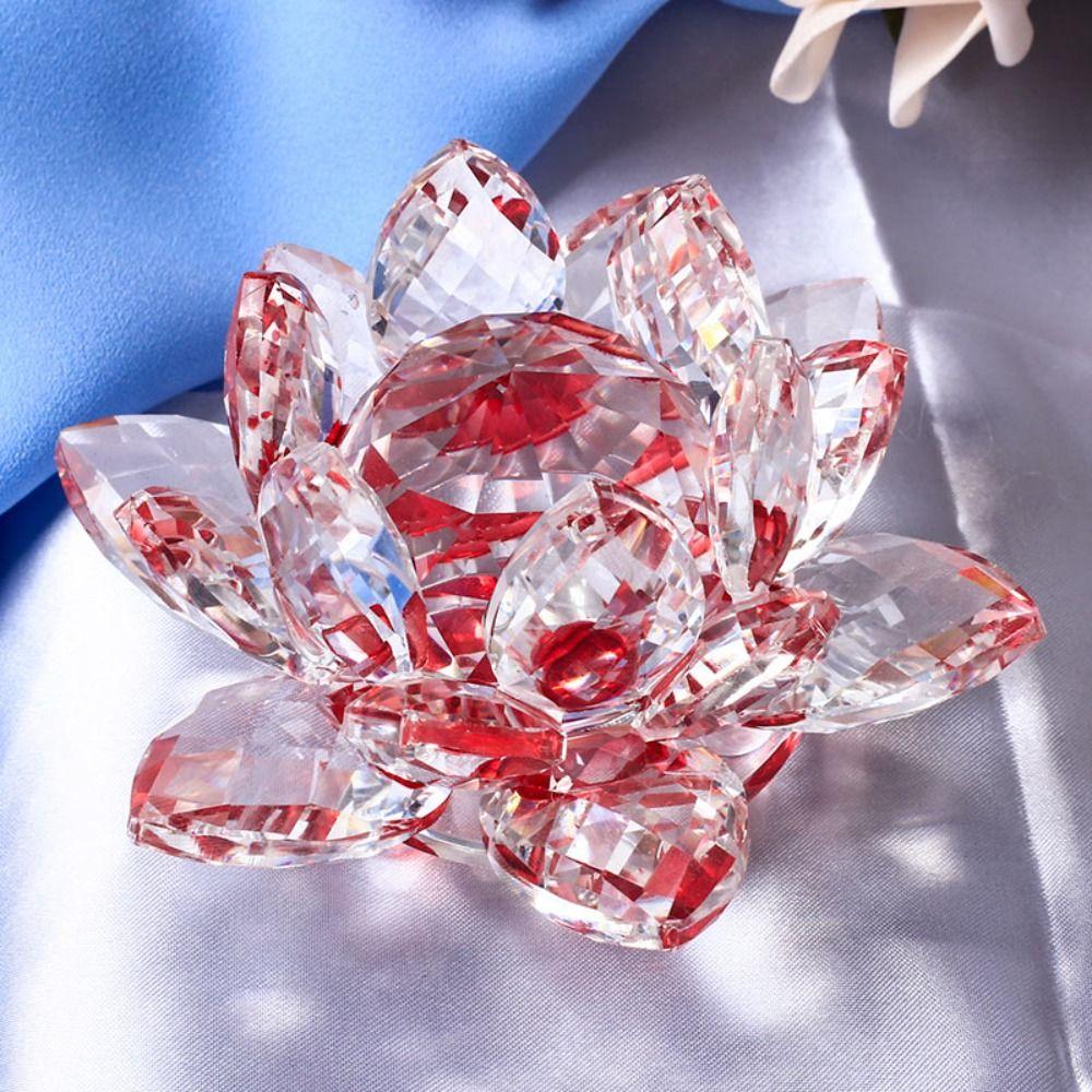 Souvenir Gifts Lotus Flower Decor Glass Craft Glass Miniature Crystal Lotus Flower Figurine