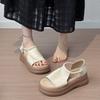 Fashion Temperament Thick-soled Open-toed Casual Sandals Women's 2025 New Outer Wear Summer Retro Versatile Height-increasing Roman Shoes