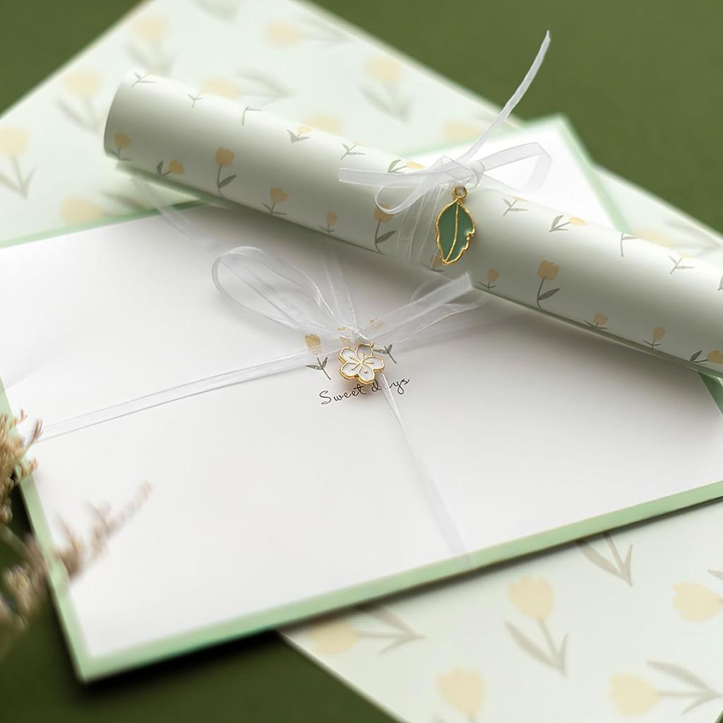48 PCS Stationery Paper and Envelopes Set,Cute Floral Stationary Set for Writing Letters,Double Sided Printing,Letter Writing Kit