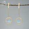 Natural Aquamarine Rough Stone Silver S925 Women's Chinese Style Creative Handmade Dangle Earrings