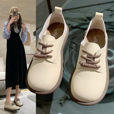 Simon Reiner Ретро Круглая Голова Маленькие Кожаные Туфли Женские Плоские Мокасины Повседневные Универсальные Британские Мягкая Кожа