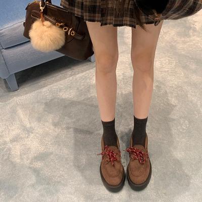 Коровья кожа~ Ретро шнуровка маленькие кожаные туфли женские универсальные платформа-маффин британский колледжский стиль