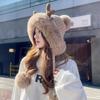 Cute Plush Deer Horn Knitted Hat Autumn Winter Three Wool Ball Yarn Hat Simple Fashionable Warm Hat for Women