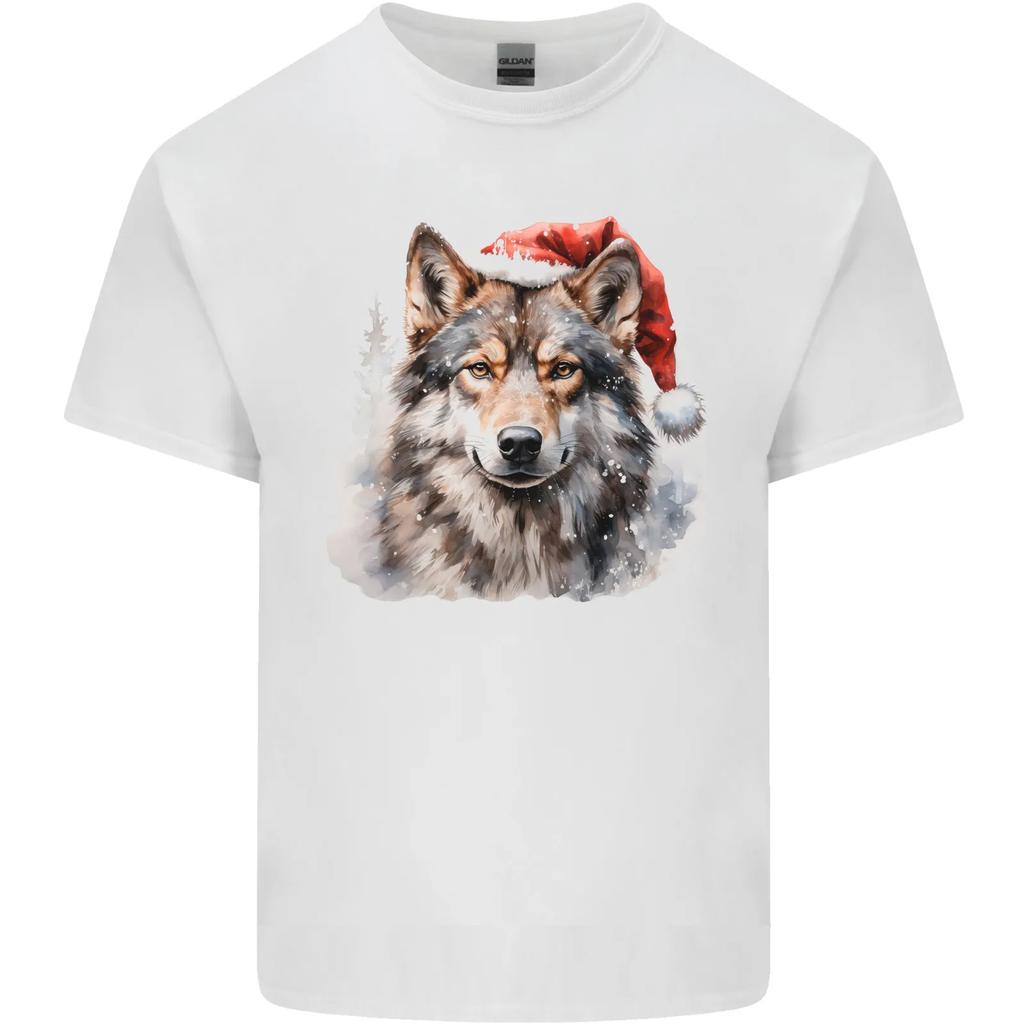 Christmas Wolf Kids Tshirt Childrens