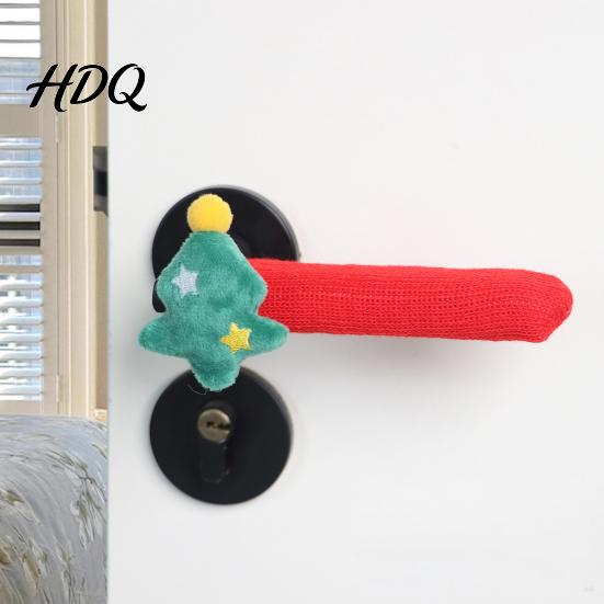 Christmas Gift for New Home Knitted Doorknob Covers Santa Reindeer Decor Anti‑Slip Protector Sleeves