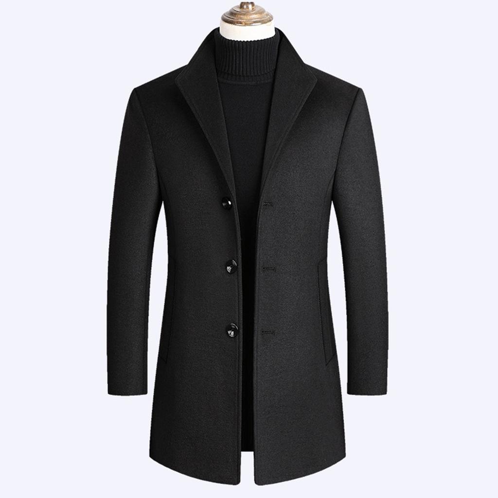 Осенне-зимнее мужское шерстяное пальто средней длины, ветровка с утолщенным хлопком, мужское пальто