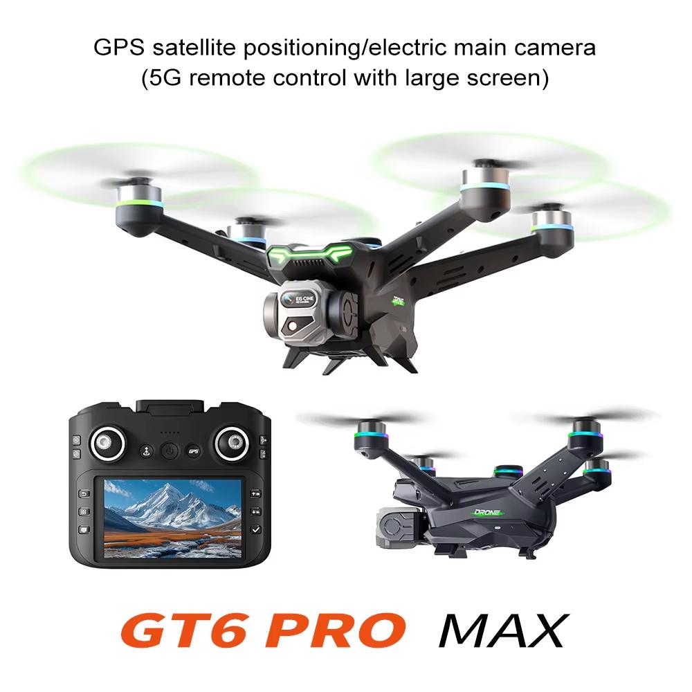 2025 Новый RC Дрон GT6MAX HD Двойная Камера GPS Умный Возврат 5G WIFI FPV Обход Препятствий Бесколлекторный Складной Управление Экраном Квадрокоптер Игрушка Подарок