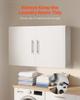Laundry Room Wall Cabinet, 2-Tier Wall Mounted Hanging Cabinet with Adjustable Shelf, Cupboard Storage with 2 Doors, for Kitchen, Bathroom, Laundry,