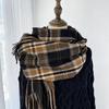 Retro Style Plaid Scarf Women's Winter Fashion Thickened Warm Scarf Student Scarf Shawl