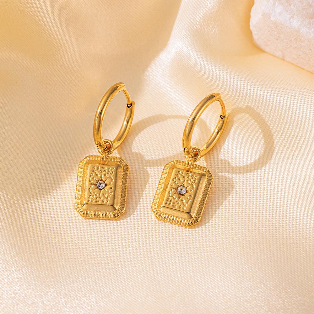 Подвеска-октаграмма квадратной формы с бриллиантами, вакуумное покрытие, ожерелье с сохранением цвета, цвет золота 18 карат, для женщин