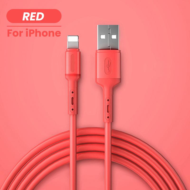 USB-кабель для iPhone 12 11 Pro Max X XR XS 8 7 6 6s 5 5s Зарядное устройство для быстрой зарядки данных USB-кабель из жидкого силикона 1/1,5/2 м