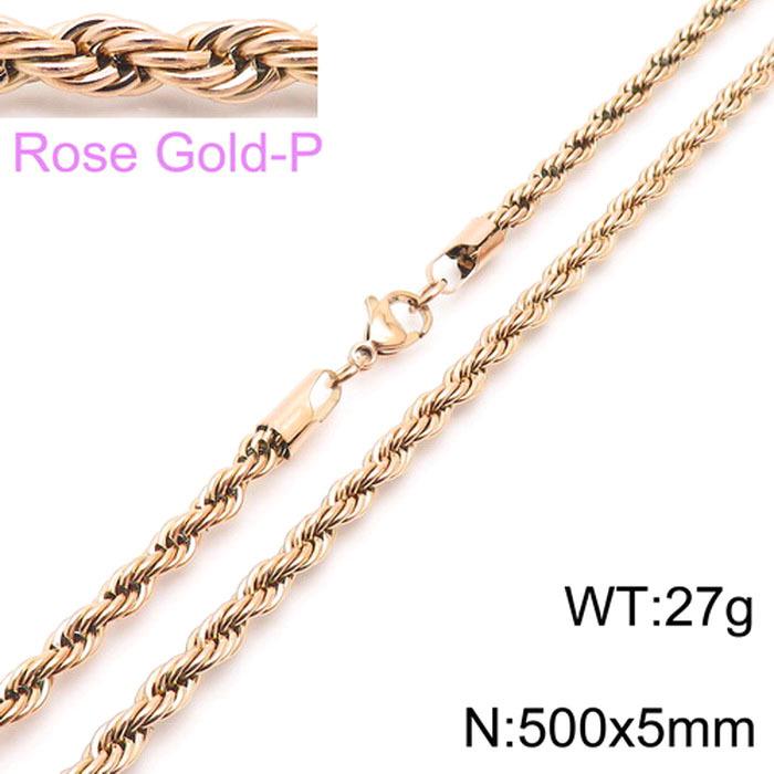Durable Stainless Steel Rope Chain Necklace - Multi-Size, Titanium Steel for Men and Women