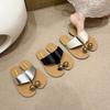 Korean Fashion Metal Buckle Cover Toe Slippers Women's Summer Wear New Year's New Flat-bottomed Comfortable One-word with Cool Slippers