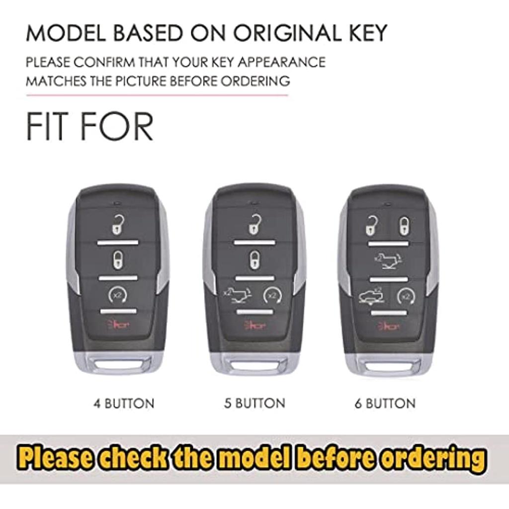 Кожаный чехол для дистанционного управления без ключа, смарт-брелок для автомобиля, чехол, совместимый с Dodge RAM 1500 2019-2022, черный, 4 кнопки