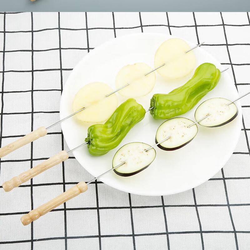 Плоские шашлычные шампуры ZISIZ из нержавеющей стали с деревянной ручкой