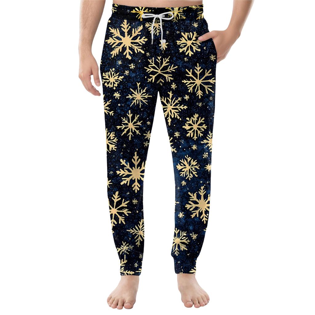 Мужские повседневные брюки с карманами на кулиске и манжетами, домашние брюки для сна