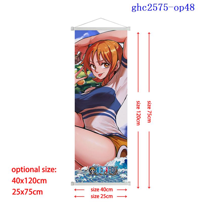 Anime One Piece Scroll Canvas Painting Zoro Sanji Luffy Home Decor Wall Hanging Ace Nami Hancock Poster Wall Art Room Decor