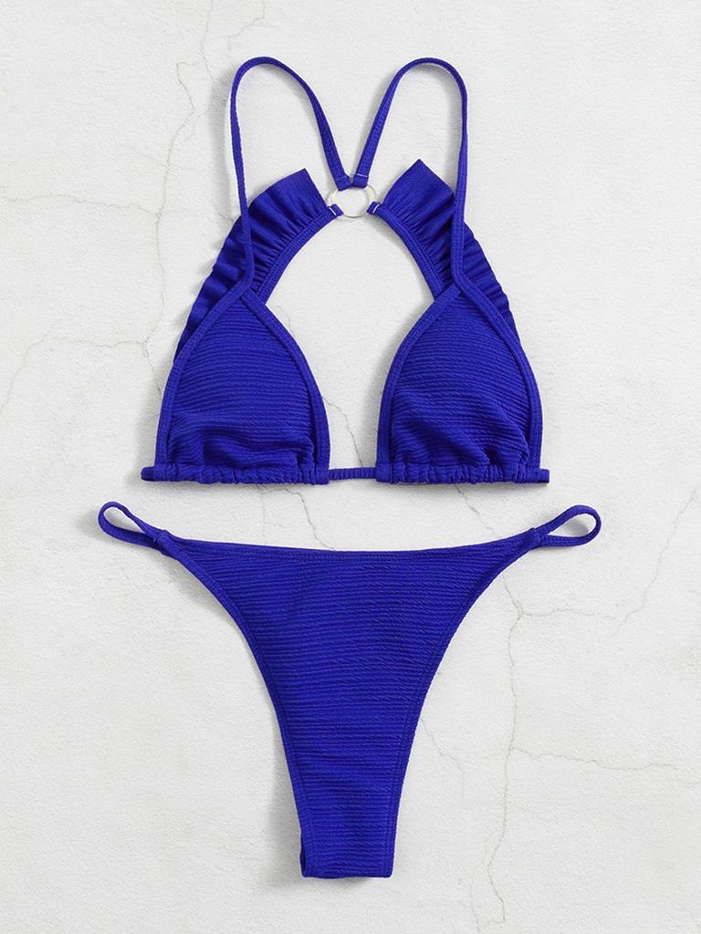 Sexy Ruffled Frilled Mini Micro Thong Bikini Female Swimsuit Women Swimwear Two-pieces Bikini Set Bather Bathing Suit Swim