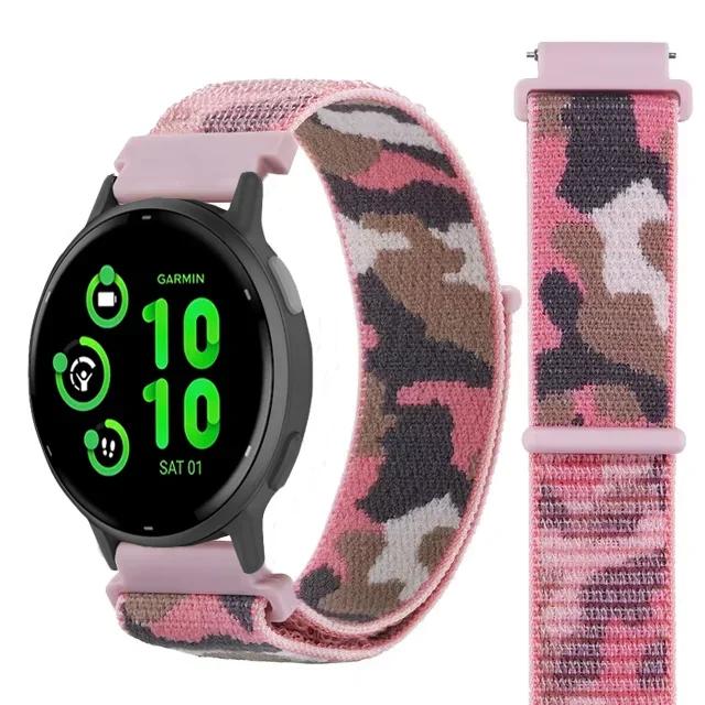 Нейлоновый ремешок-петля 20 мм 22 мм для Garmin Forerunner 55 165 965 265 265 Music Venu 3/2 Браслет для Garmin Active/Vivoactive 5
