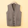Dad Sweater Vest Men Autumn Warm Sleeveless Vest Middle-aged and Elderly Knitted Cardigan Vest Grandpa Outfit