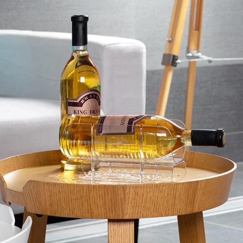 Transparent Red Wine Rack for Home Display, PET Bottle Holder with Creative Stackable Design Ideal Wine Shelf for Fridge Storage