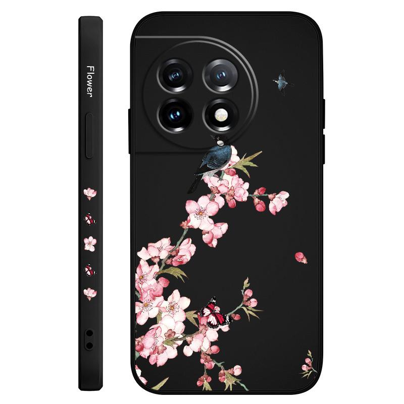 Peach Butterfly Phone Case For Oneplus 13 13R 12 12R 11 11R 10 10R 10T 9R 9RT 9 8T 8 7 7T Pro 5G Liquid Silicone Cover