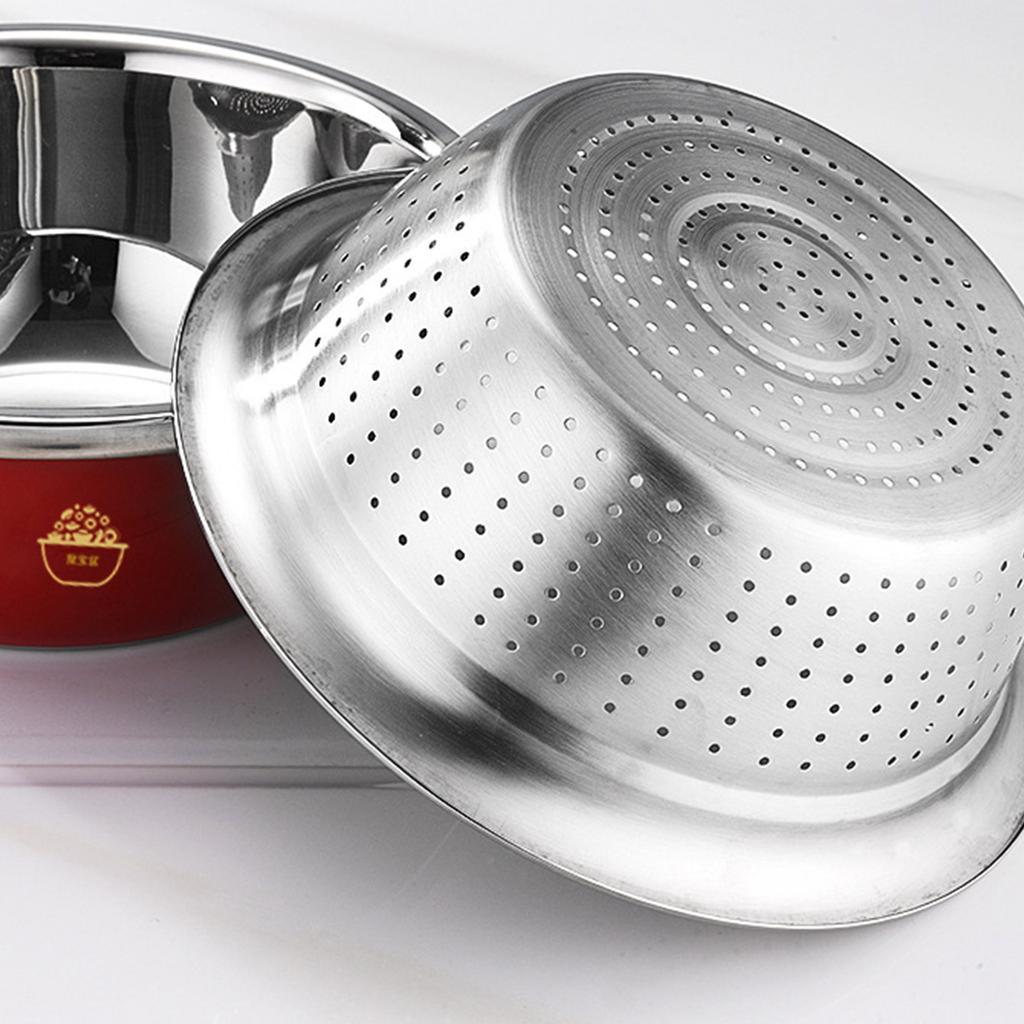 Многофункциональный таз из нержавеющей стали с утолщенной конструкцией, миска для слива продуктов с крышкой для эффективного использования на кухне