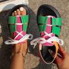 Summer New Roman Sandals for Women Large Size Cross Strap Color Matching Sandals for Women Retro Sandals
