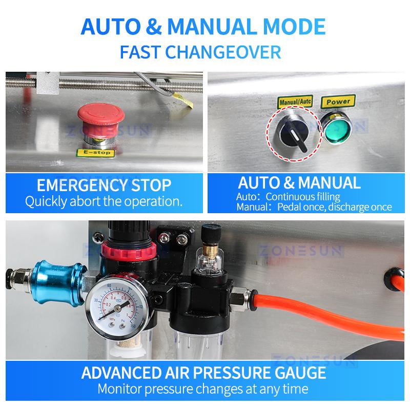 ZONESUN ZS-YT1 Liquid Filling Machine Pneumatic Piston Pump Bottle Filler for Shampoo Gel Water Wine Vinegar Coffee Oil Drink