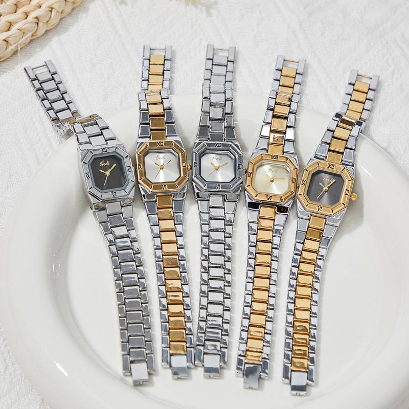 Medieval Gold Steel Belt Watch Women'S High-Value Niche Square Quartz Watch Women'S High-End Quartz Watch