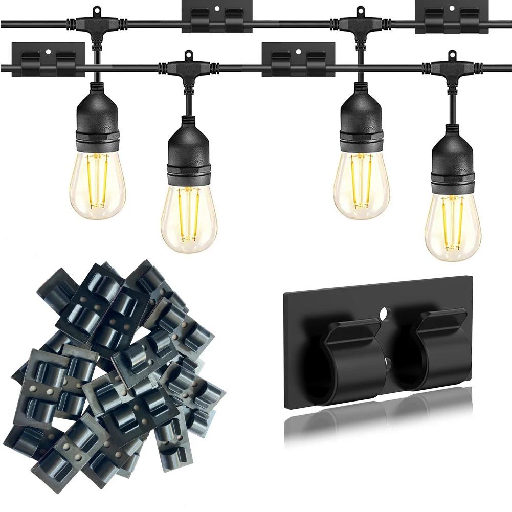 10 шт. зажимов для уличных гирлянд с водонепроницаемыми клейкими полосками, крючки для украшений на открытом воздухе, устойчивые к ультрафиолетовому излучению держатели для веревок