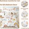Erosebridal Girls Rainbow Bedding Set, Sun and Stars Comforter Set Twin for Kids Boys Children Cartoon Cloud Bedding Comforters Girly Soft M