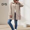 Fall Spring Women Coat Single-breasted Buttons Loose Solid Color Turn-down Collar Cardigan Long Sleeves Dating Commuting Jacket